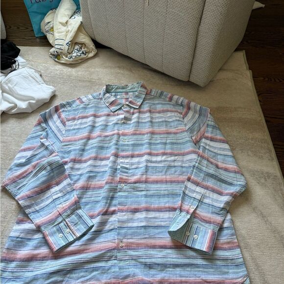 tommy bahama Barbados Breeze Costa Stripe Stretch-Linen Shirt - Picture 1 of 4